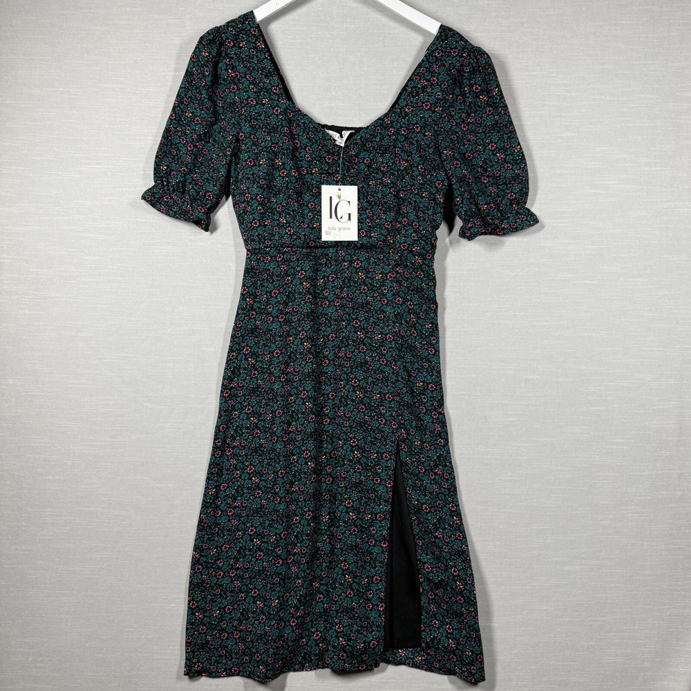 Lola Grace Dress Womens Small Black Floral Boho‎ Cottage Core Peasant Romantic